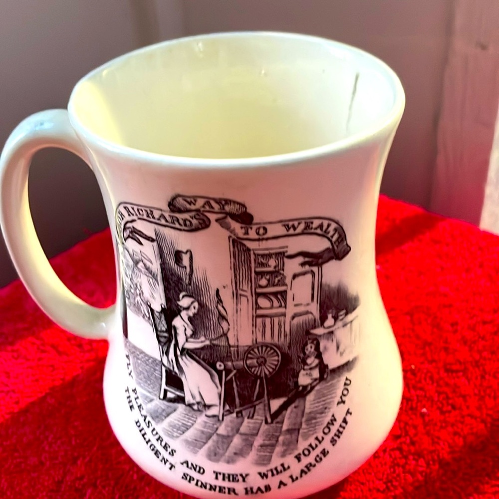 Antique Pottery Maling New Castle Poor Richards Way to the Wealth Mug